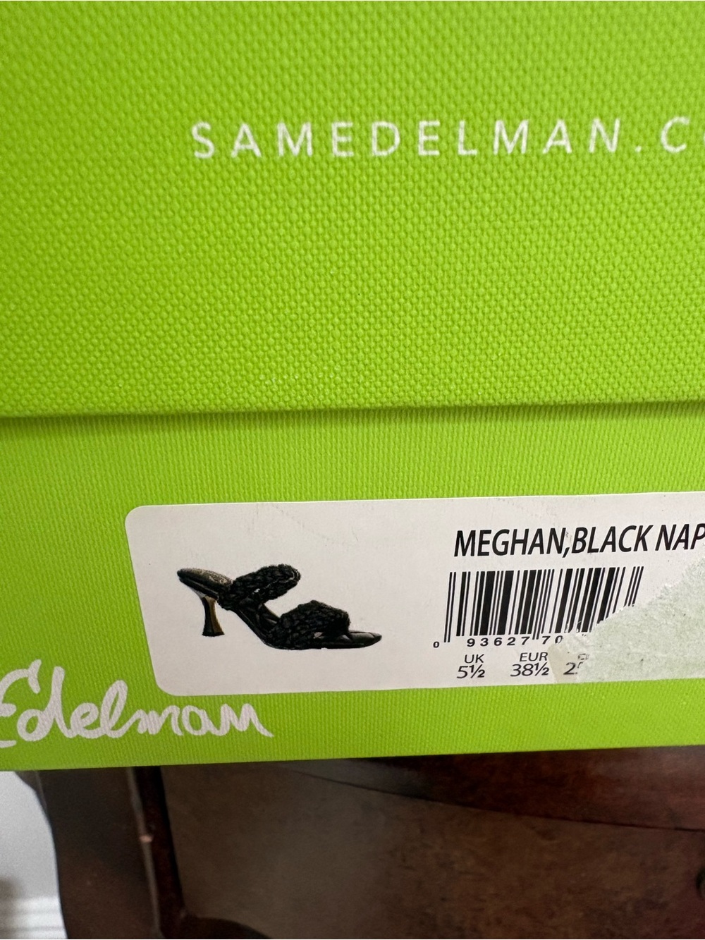 NIB Sam Edelman Meghan Black Nappa Braided Mule Heels Size 8.5 Square Toe - Picture 8 of 9
